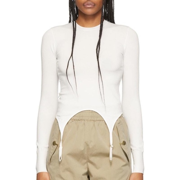 Dion Lee Tops - Dion Lee White Viscose Garter Long Sleeve T-Shirt Top NWOT